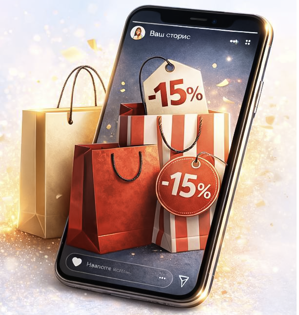 Акция Telemarket TV — скидка 15% за сторис