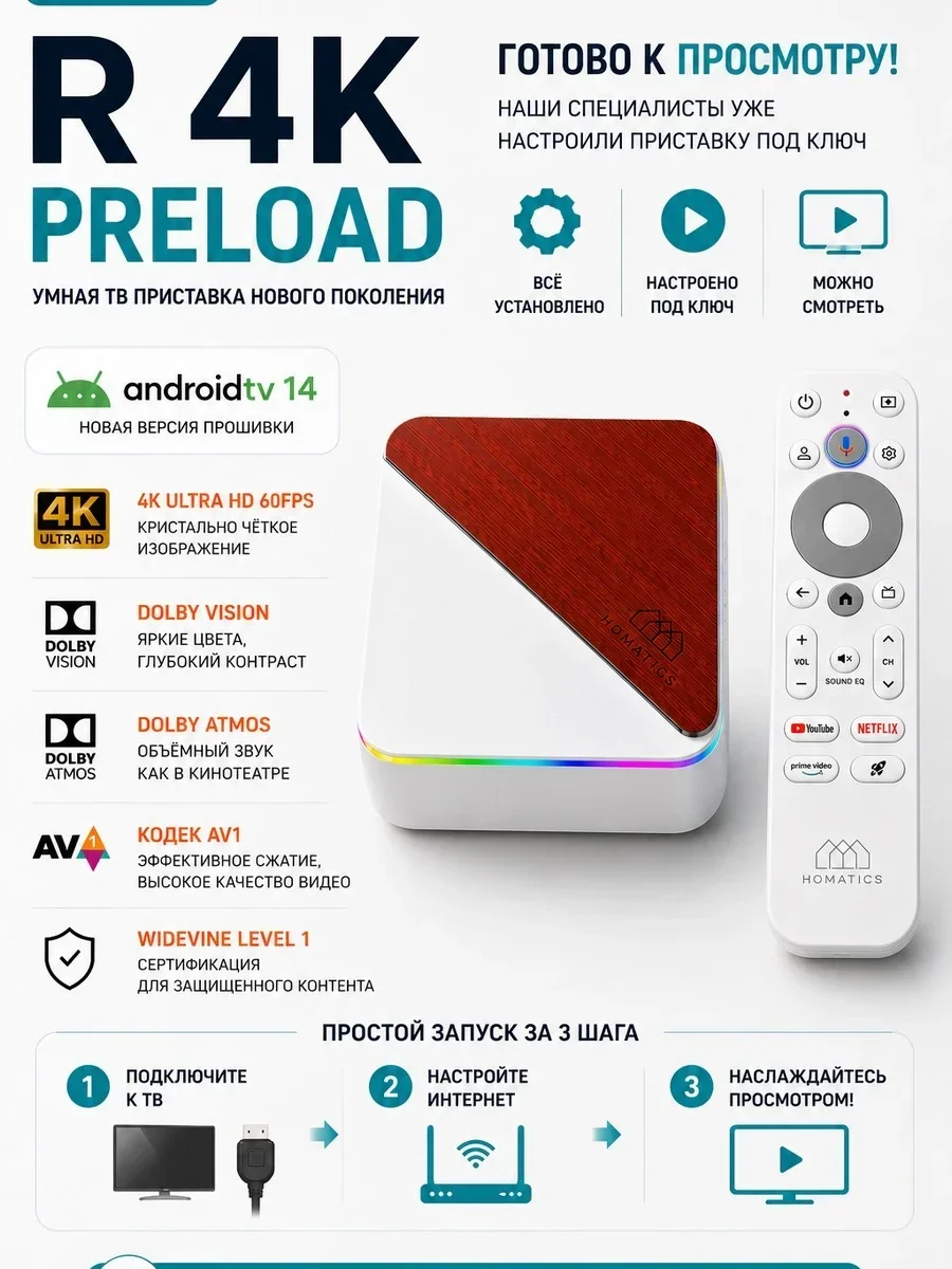 Медиаплеер Homatics R 4K Plus Preload