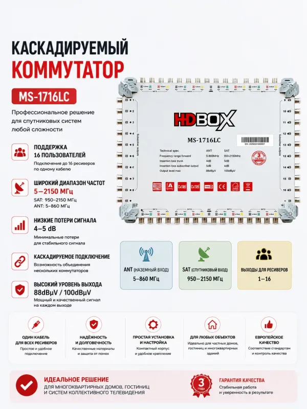 Мультисвитч HDBOX MS-1716LC
